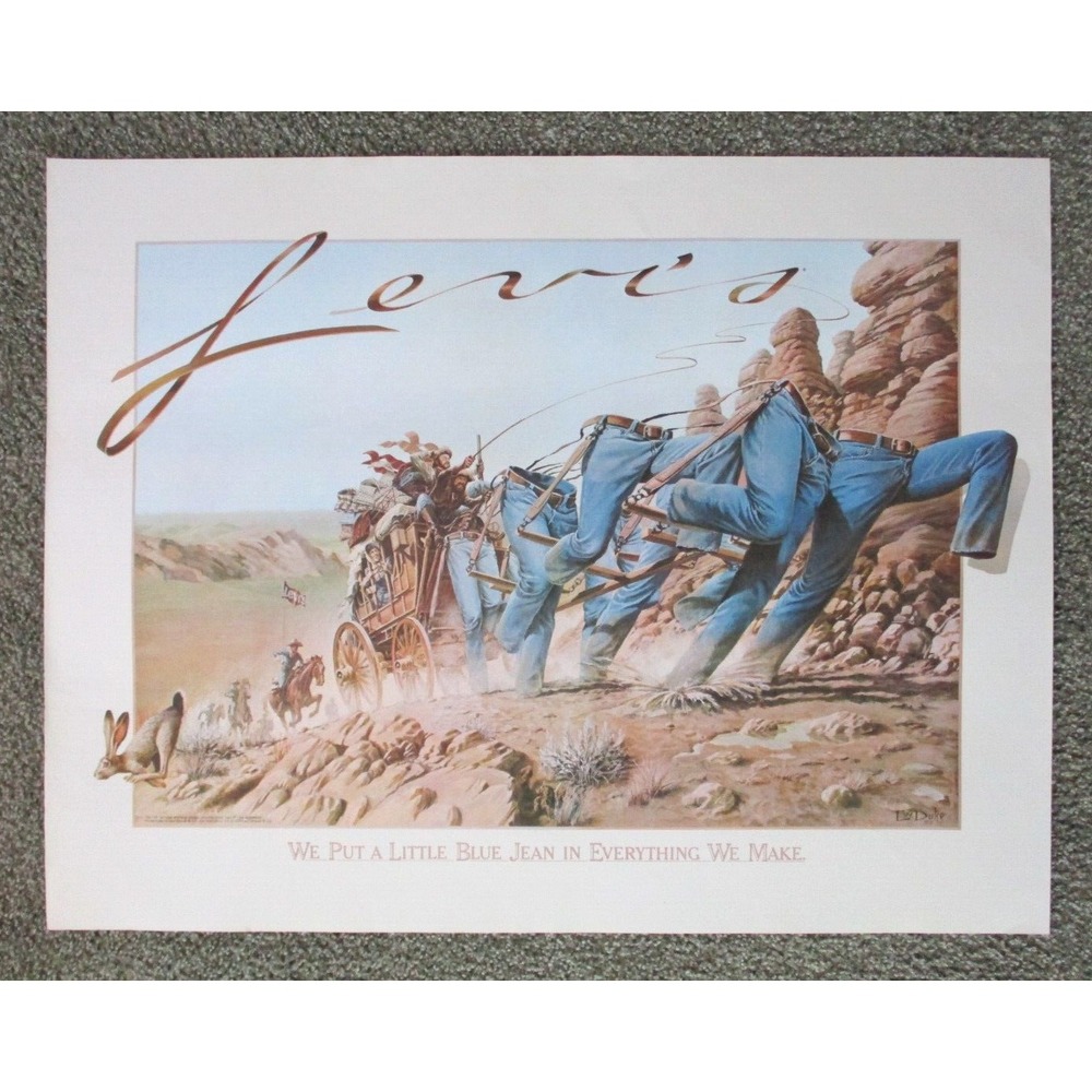 Vtg Levi's "We Put A Little Blue Jean In Everything We Make"‎ Stagecoach Poster
